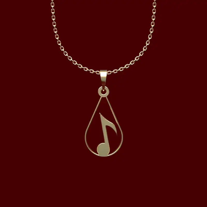 گردنبند طلا 18 عیار زنانه مدوپد مدل  طرح اشک و نت موسیقی کد MM1275