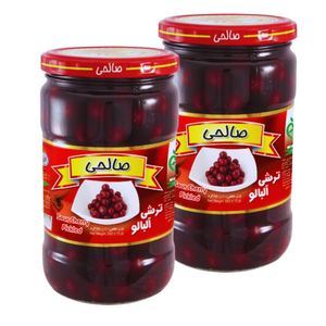 ترشی آلبالو پاستوریزه ممتاز صالحی وزن 650 گرم مجموعه 2 عددی