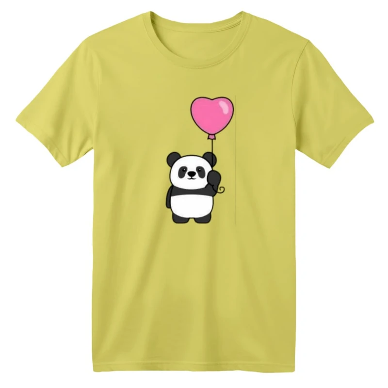 تی شرت آستین کوتاه بچگانه مدل پاندا و بادکنک قلبی