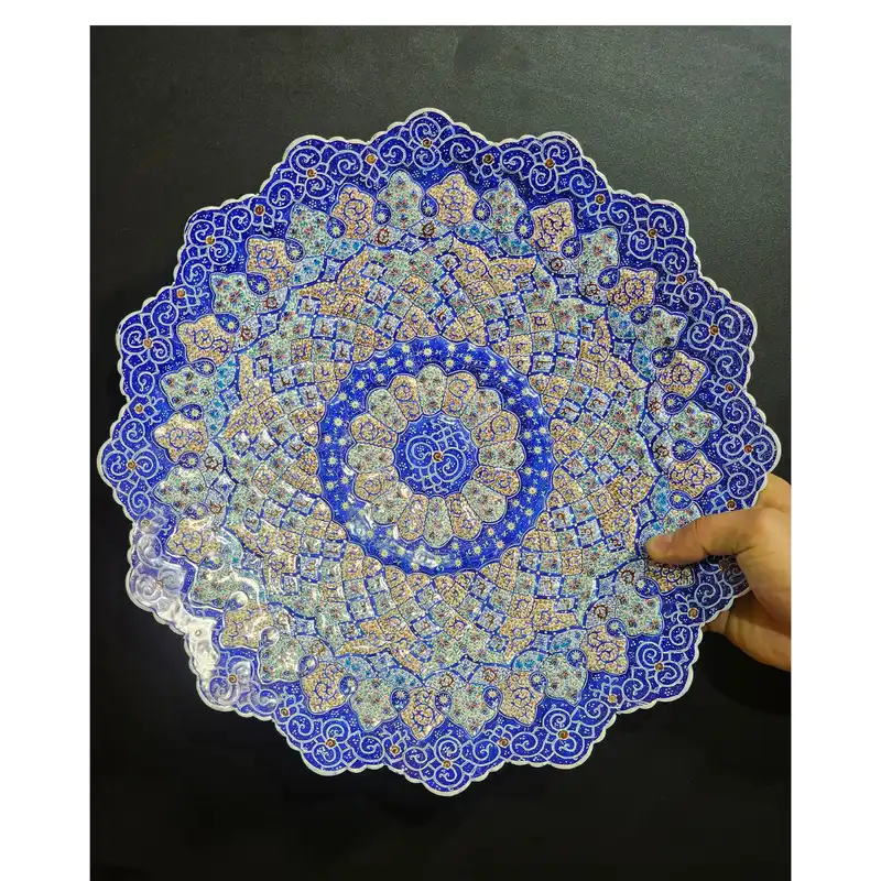 بشقاب میناکاری مدل اسلیمی کد B35