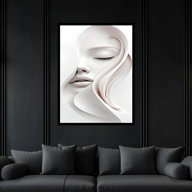 تابلو بکلیت طرح دکوراتیو مدرن ژستیک چهره دخترانه مدل B-bu7060 فریم مشکی