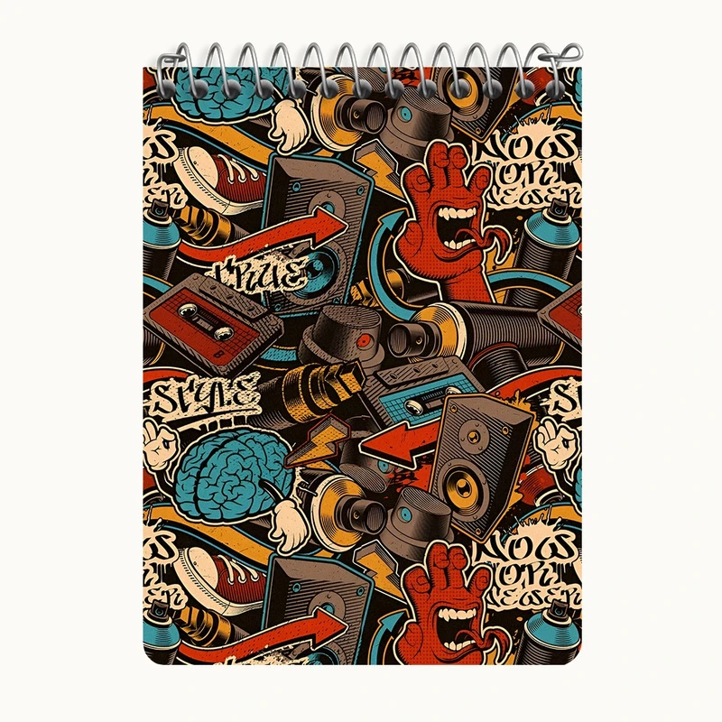 دفتر یادداشت 50 برگ خندالو طرح پترن موزیک کد N2687