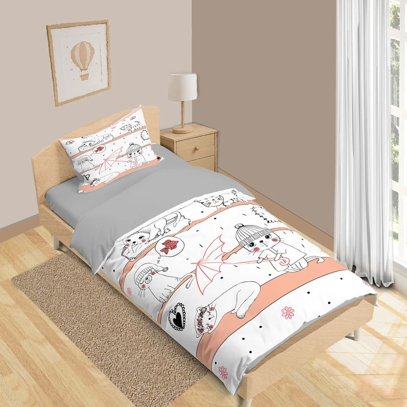 سرویس روتختی 1 نفر 5 تکه نوپه هوم مدل گربه T6283