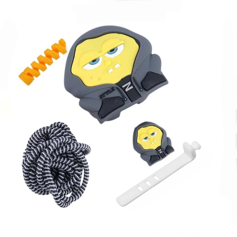 محافظ شارژر دیواری طرح باب اسفنجی مدل LER7 مناسب برای شارژر اپل 20 وات سه پین بسته 5 عددی 