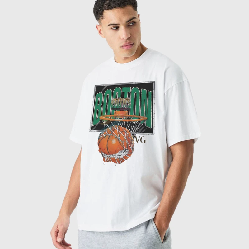 تی شرت آستین کوتاه مردانه مدل بسکتبال NBA بوستون mo398
