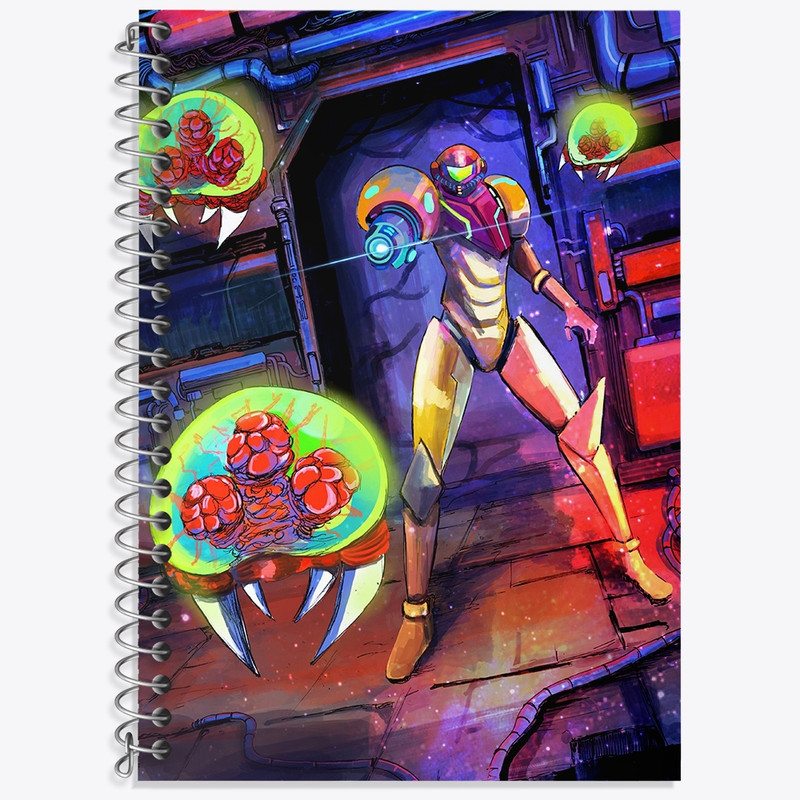 دفتر زبان 50 برگ خندالو مدل سه خط طرح بازی متروید (Metroid) کد 35658