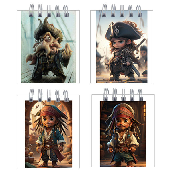 دفترچه یادداشت 50 برگ طرح دزد دریایی بانمک کد hc28 مجموعه 4 عددی