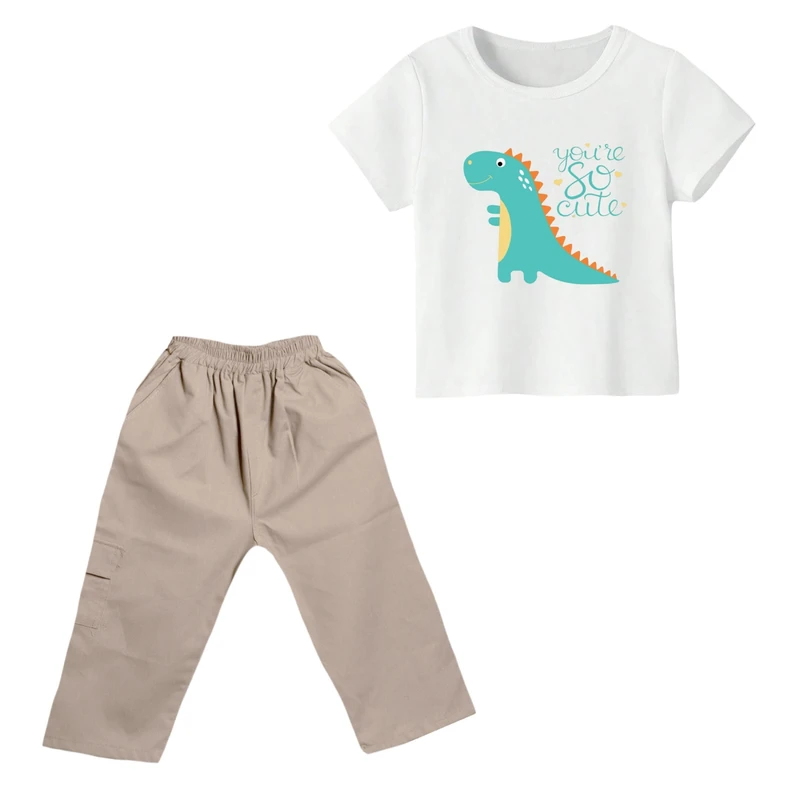 ست تی شرت و شلوارک پسرانه مدل دایناسور کد ۳۲