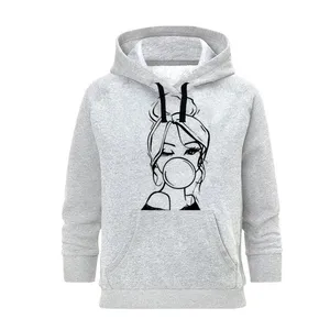 هودی زنانه مدل دختر کد B246 رنگ طوسی