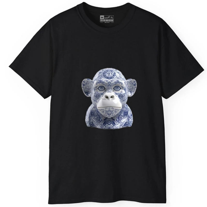 تی‌شرت آستین کوتاه مردانه پاد آفرین مدل حیوانات میمون فرش ایرانی کد 1687