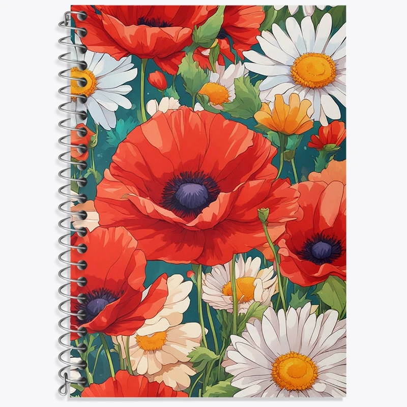 دفتر زبان 50 برگ خندالو مدل سه خط طرح گل گلی کد N1655