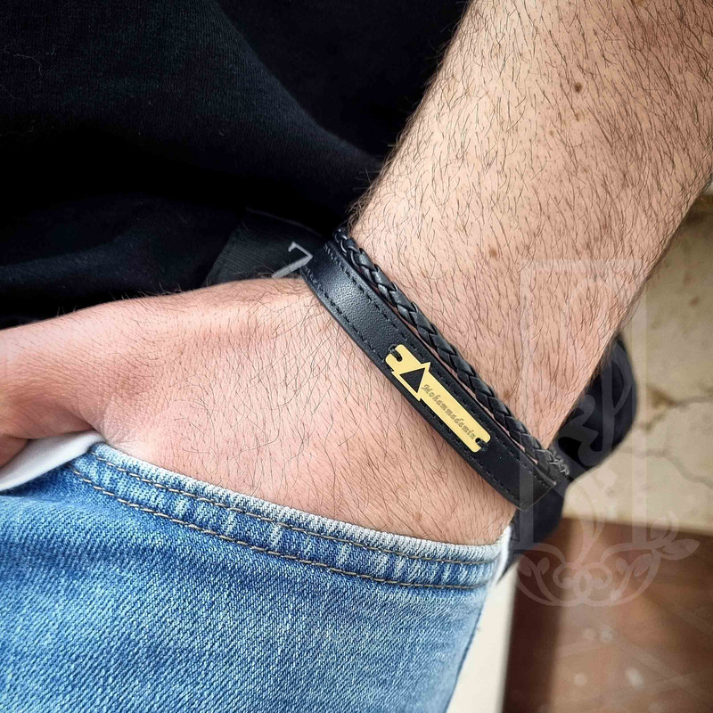 دستبند طلا 18 عیار مردانه لیردا مدل اسم محمدامین 9011