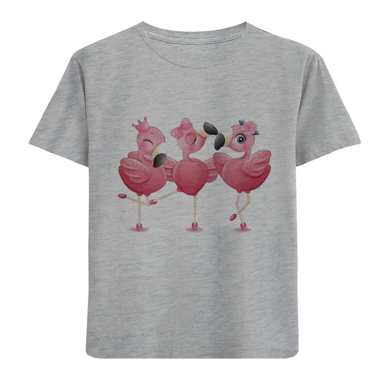 تی شرت آستین کوتاه دخترانه مدل فلامینگوها کد D69