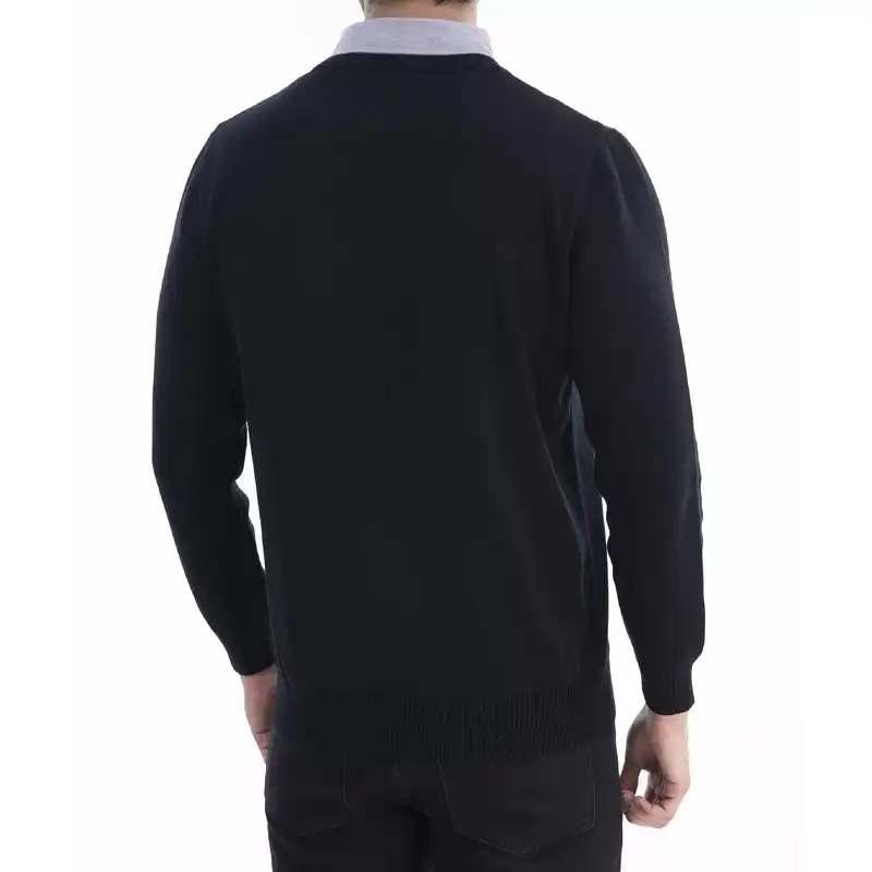 پلیور مردانه جین وست مدل یقه برگردان کد 1221138 رنگ مشکی