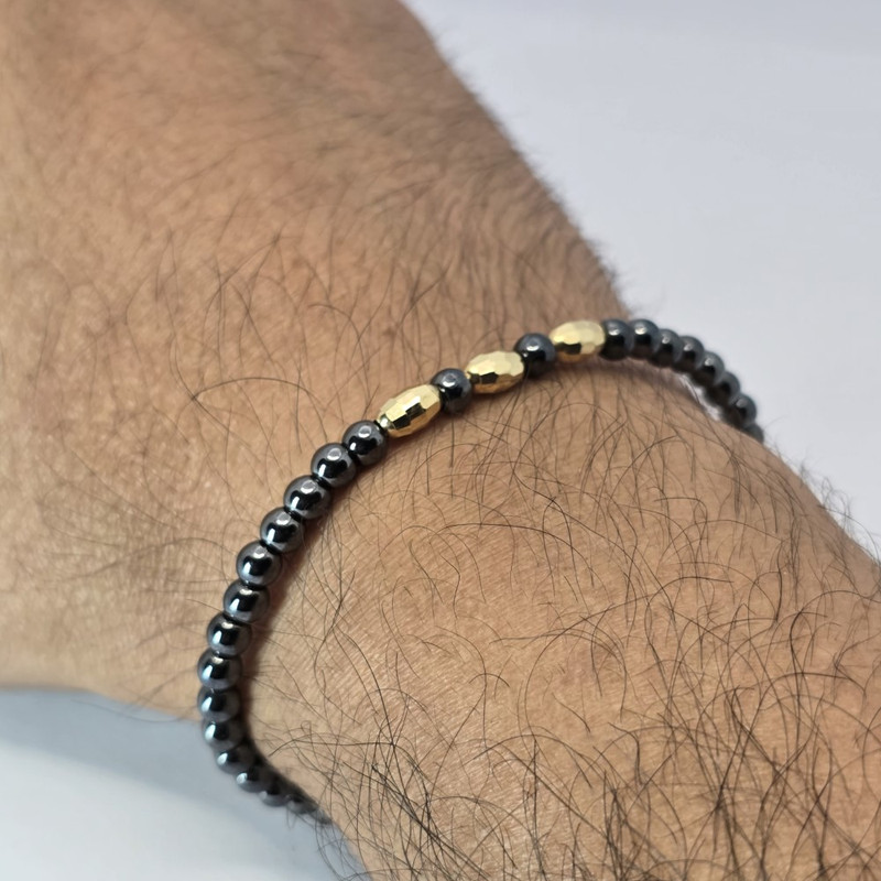 دستبند طلا 18 عیار مردانه درگونه مدل حدید کد HG3B