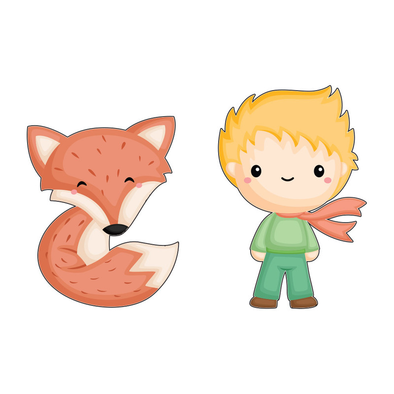 برچسب کلید و پریز طرح شازده کوچولو و روباه کد 02 مجموعه 2 عددی