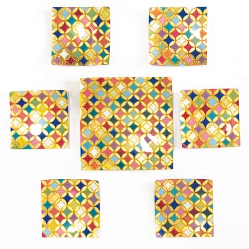 ظروف پذیرایی شیشه ای مدل مراکشی مجموعه 7 عددی