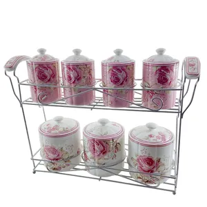 ست جای ادویه 7 پارچه مدل رز فلاور