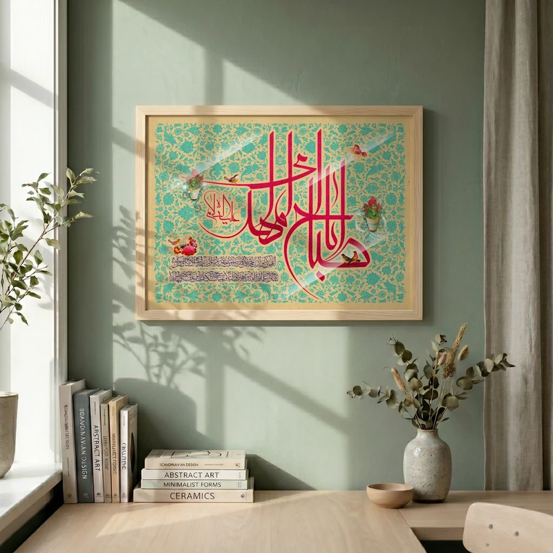 تابلو طرح اباصالح المهدی مدل G13730 فریم کرم روشن