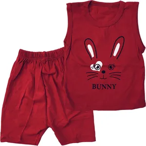 ست تاپ و شلوارک دخترانه طرح خرگوش مدل A12 کد 0240