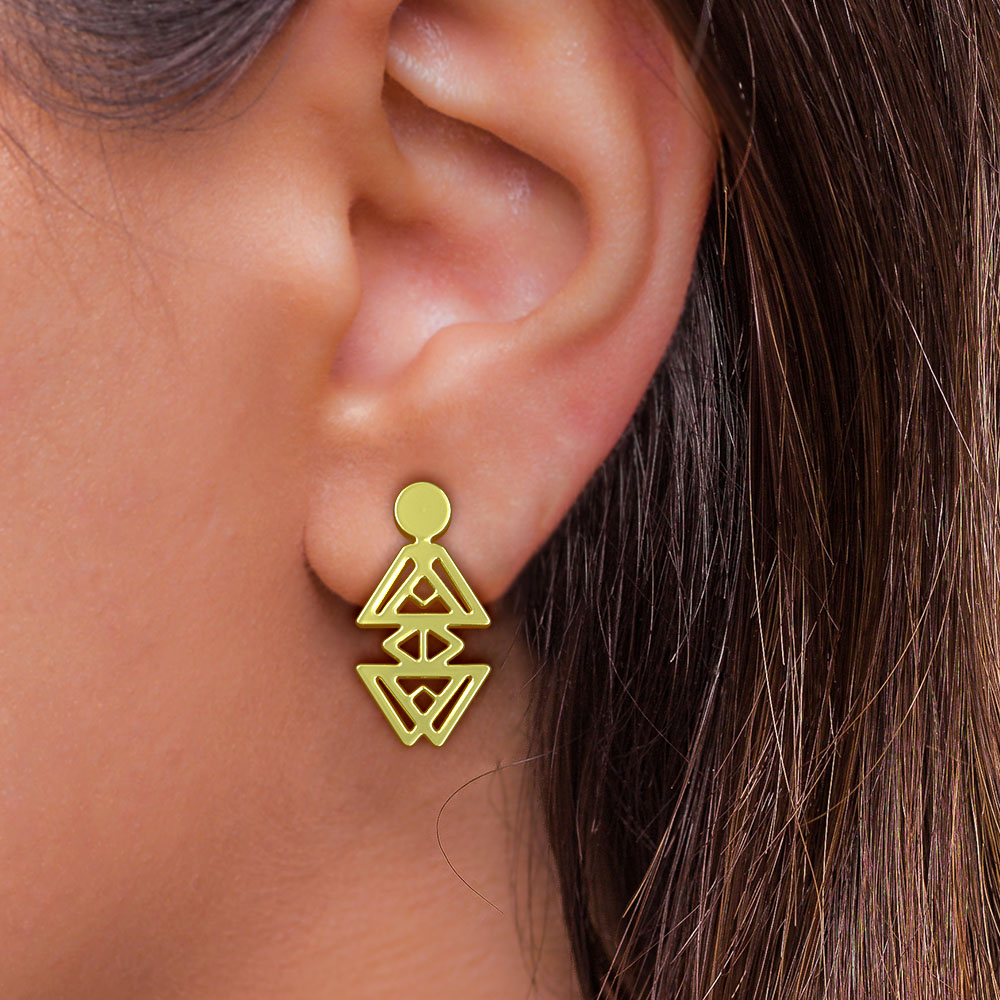 گوشواره طلا 18 عیار زنانه مدوپد مدل هندسی کد GA1-10374