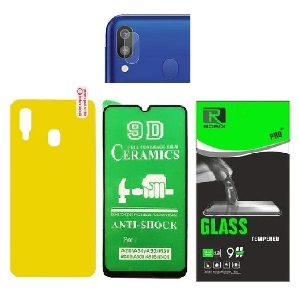 محافظ صفحه نمایش روبیکس مدل CR-A20 مناسب برای گوشی موبایل سامسونگ Galaxy A20 به همراه محافظ پشت گوشی و محافظ لنز دوربین