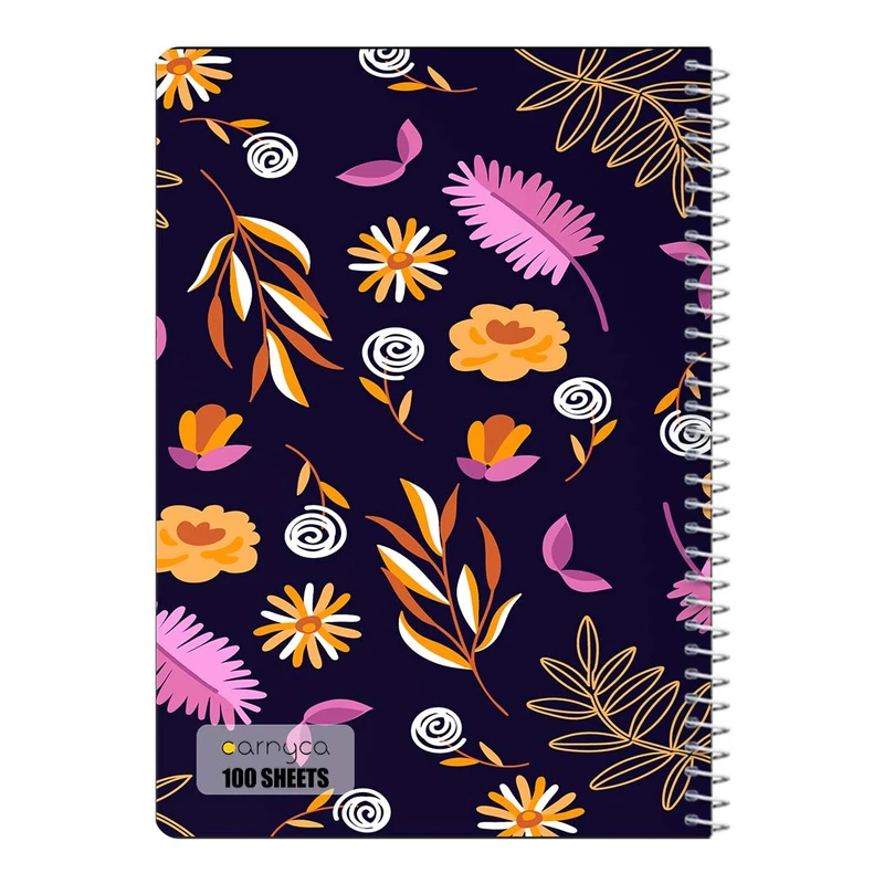 دفتر شطرنجی 100 برگ سیمی کارنیکا طرح پترن گل دار Floral Pattern کد 81135