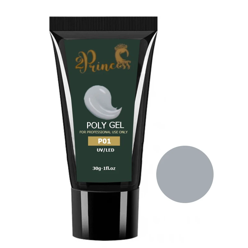 پلی ژل کاشت ناخن پرنسس مدل P01 وزن 30 گرم رنگ طوسی