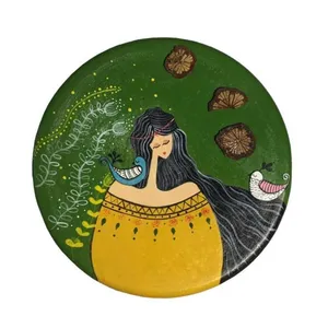 بشقاب دیوارکوب سفالی طرح دختر کد 15