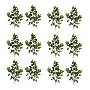 گل مصنوعی بوته برگ درخت بنیان، بسته 12 عددی، ابعاد 15×15×60 سانتیمتر، وزن 100 گرم