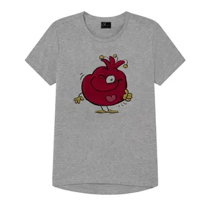 تی شرت دخترانه مدل انار یلدایی کد J65 رنگ طوسی