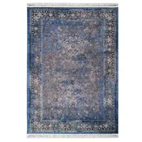 فرش ماشینی 1200 شانه محتشم زمینه طوسی حاشیه طوسی مدل 2555009062 