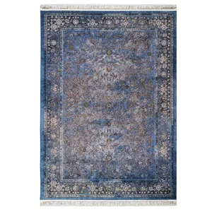 فرش ماشینی 1200 شانه محتشم زمینه طوسی حاشیه طوسی مدل 2555009062 