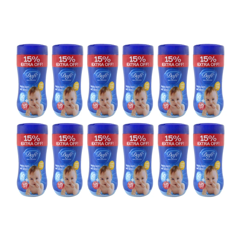 دستمال مرطوب دافی مدل nappy rash مجموعه 12 عددی