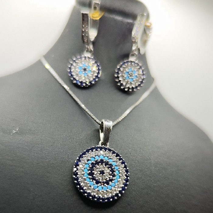 نیم ست نقره زنانه مدل چشم نظر کد 5882