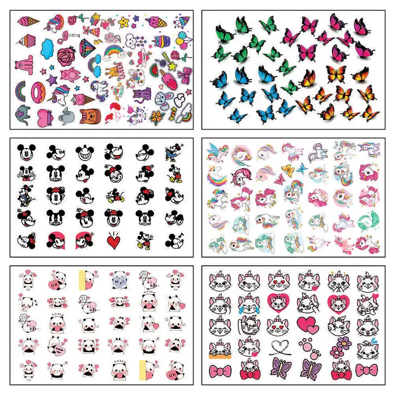 برچسب لنز ناخن طرح یونیکورن پروانه پاندا کد BLNG 6006 بسته 6 عددی