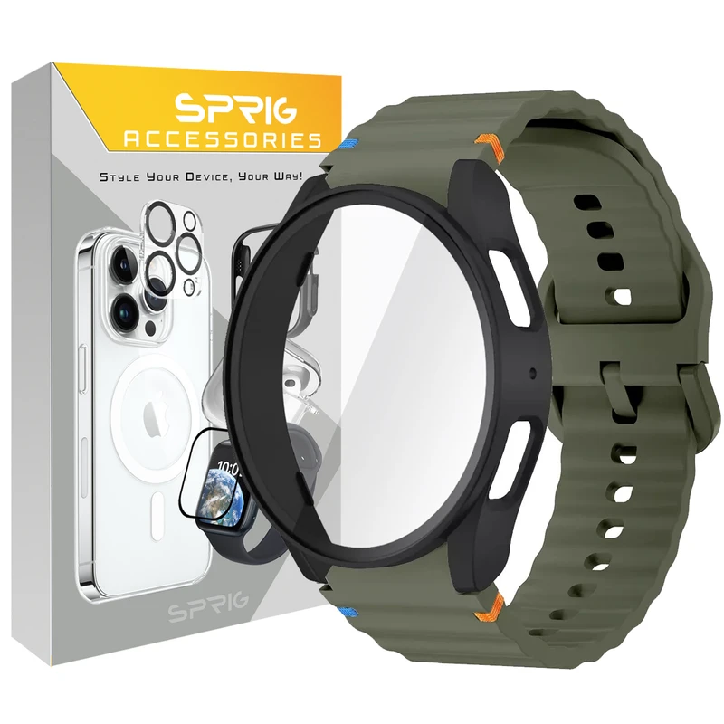 بند اسپریگ مدل Silic NewV-Guard مناسب برای ساعت هوشمند سامسونگ Galaxy Watch 5 40mm / Watch 4 40mm به همراه کاور