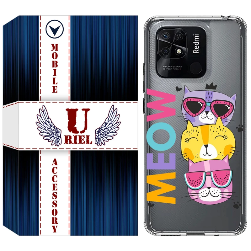 کاور یوریل مدل Clear کد 57 طرح گربه مناسب برای گوشی موبایل شیائومی Redmi 10C