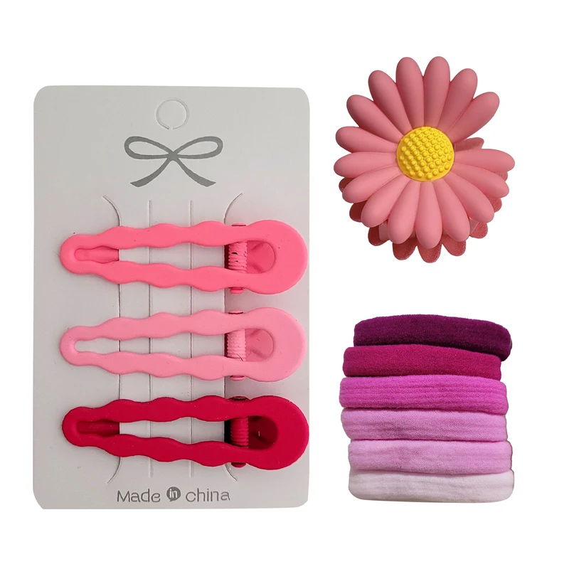 ست کش و کلیپس و گیره مو زنانه مدل انبری طیفی و شمعی بابونه کد 06043 مجموعه 10 عددی