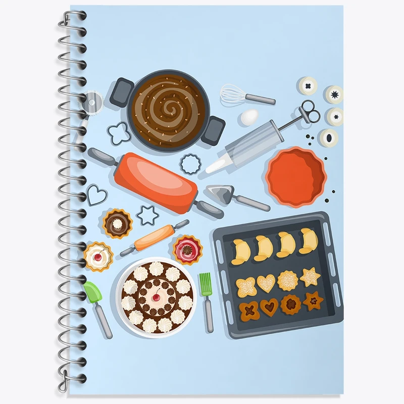 دفتر زبان 50 برگ خندالو مدل سه خط طرح کیک و شیرینی پزی کد 36665