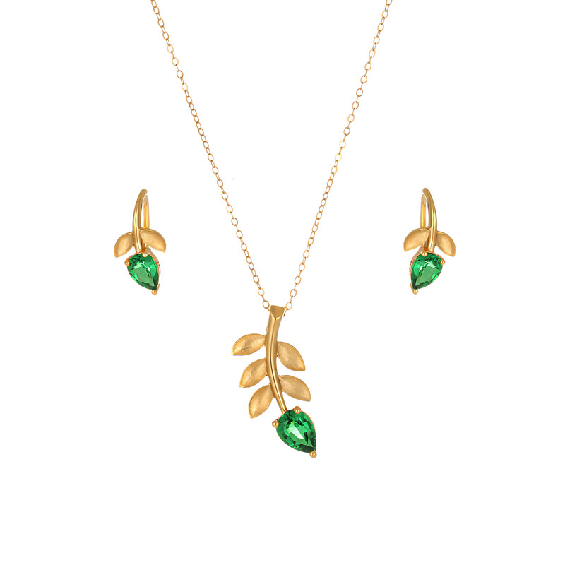 نیم ست طلا 18 عیار زنانه لیلیوم‌ گلد مدل DNCC51-32d طرح گندمی