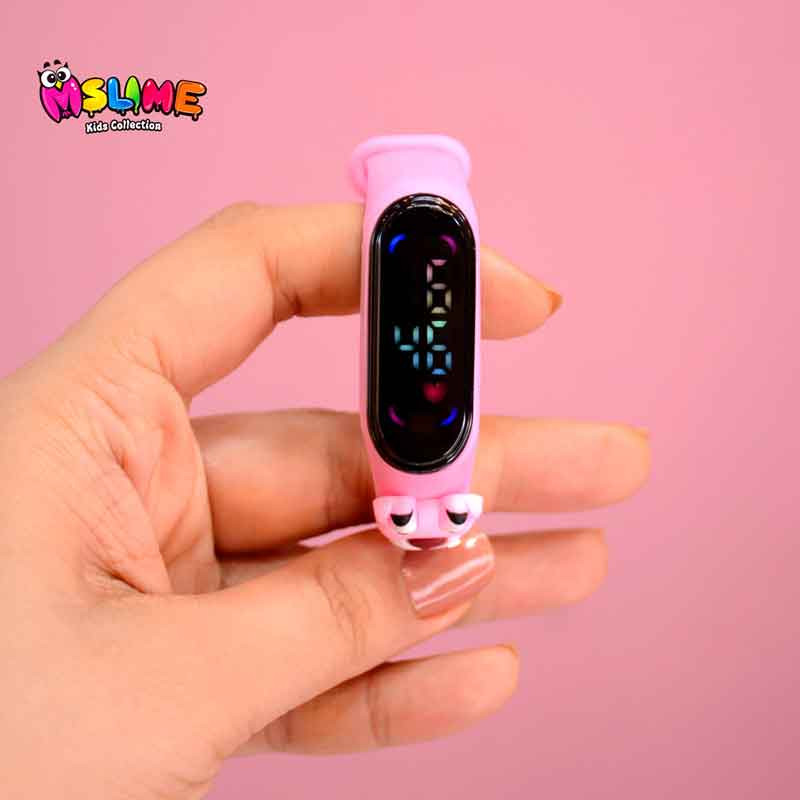 ساعت مچی دیجیتال مدل مسیر طرح پلنگ صورتی ساعت مچی دیجیتال مدل مسیر طرح پلنگ صورتی