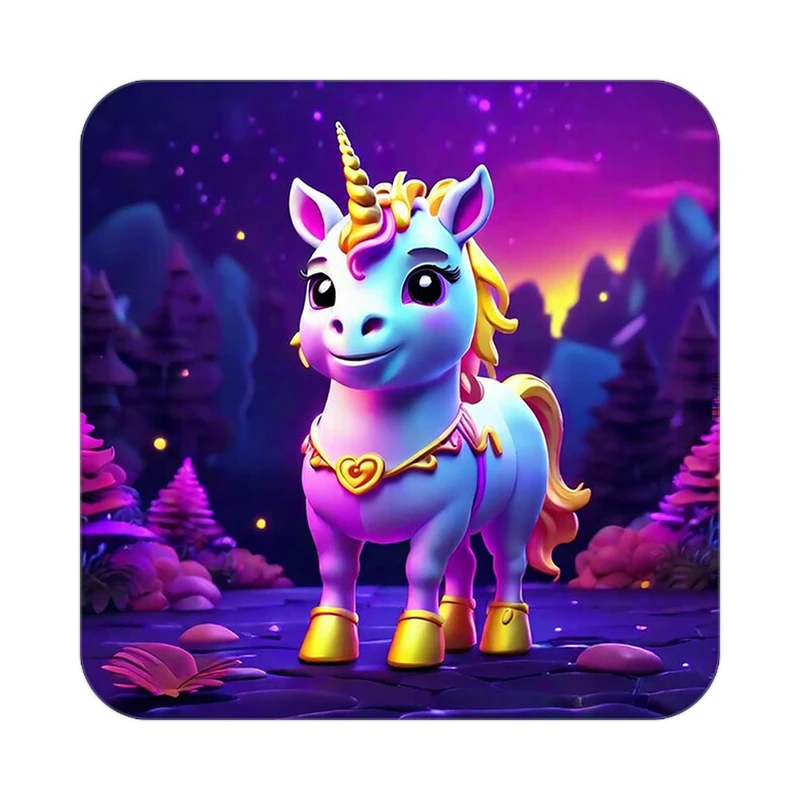 زیر لیوانی کاکتی طرح اسب تک شاخ و یونیکورن مدل mp30738