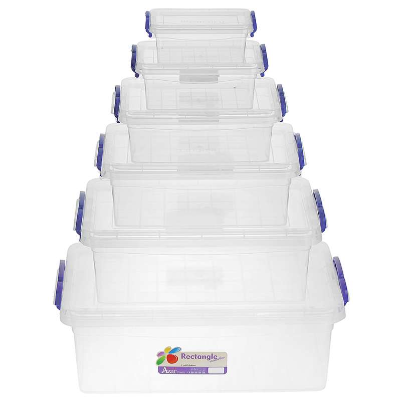 ظرف نگهدارنده آذر مدل Rectangle مجموعه 6 عددی