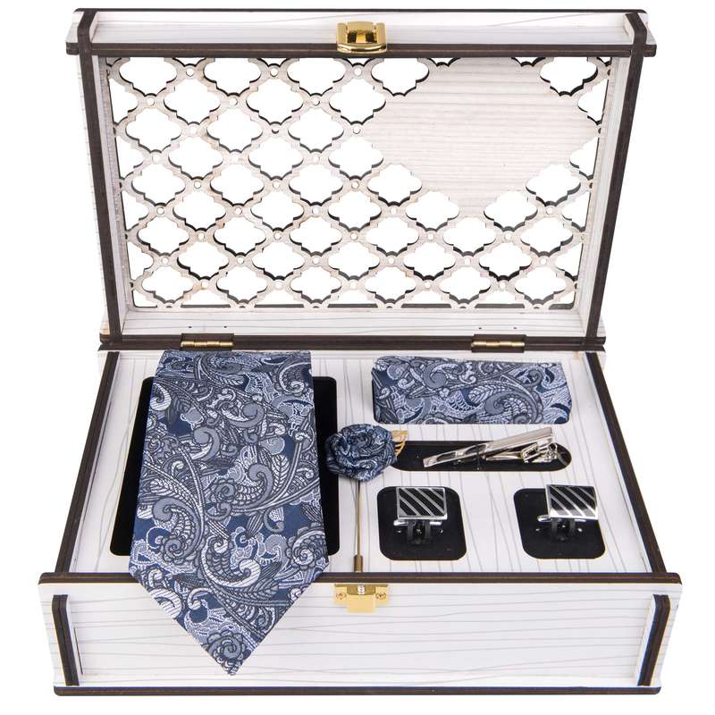 ست کراوات و دستمال جیب و دکمه سردست و گل کت مردانه جیان فرانکو روسی مدل GF-PA832-BOX