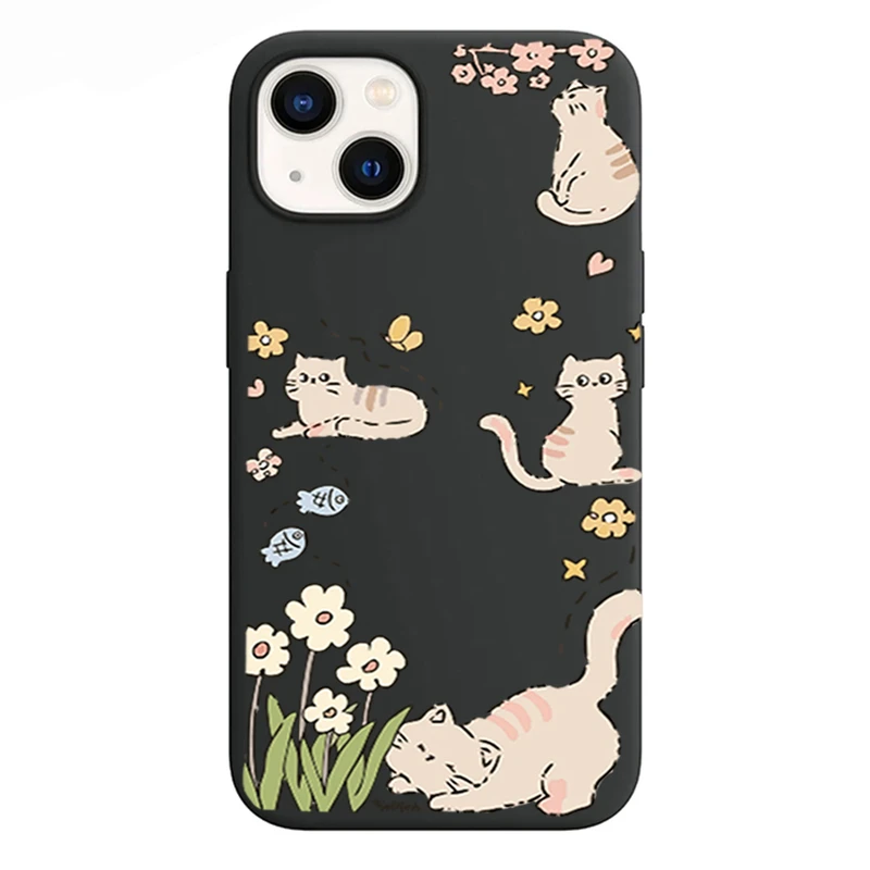 کاور طرح گل و گربه  مناسب برای گوشی موبایل اپل iPhone 13 