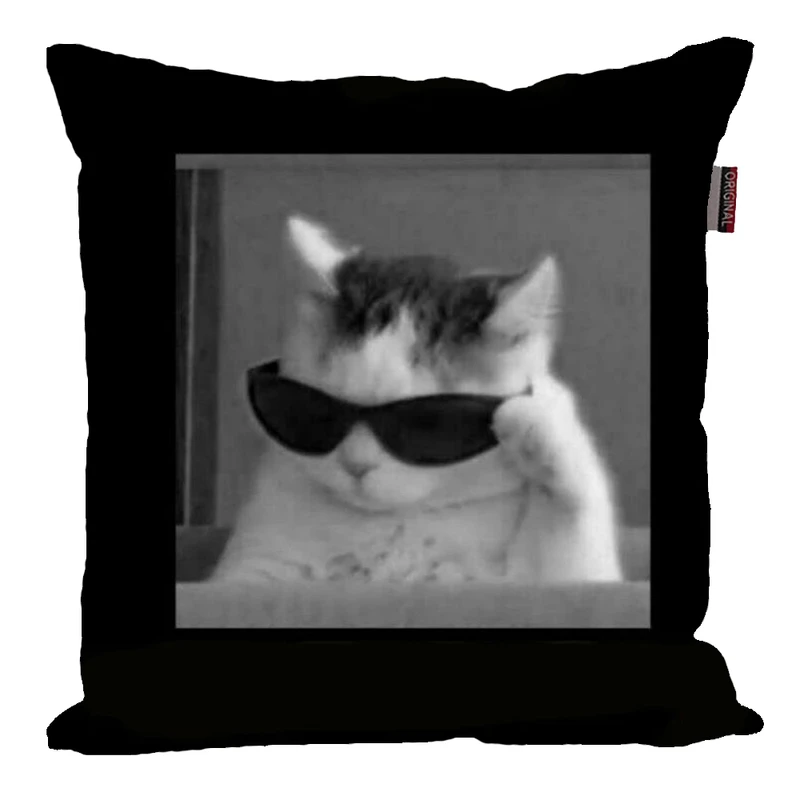 کوسن کودک پاد آفرین مدل گربه با عینک دودی کد 478