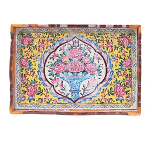 سینی چوبی مدل گلدان گل دار کد 8011