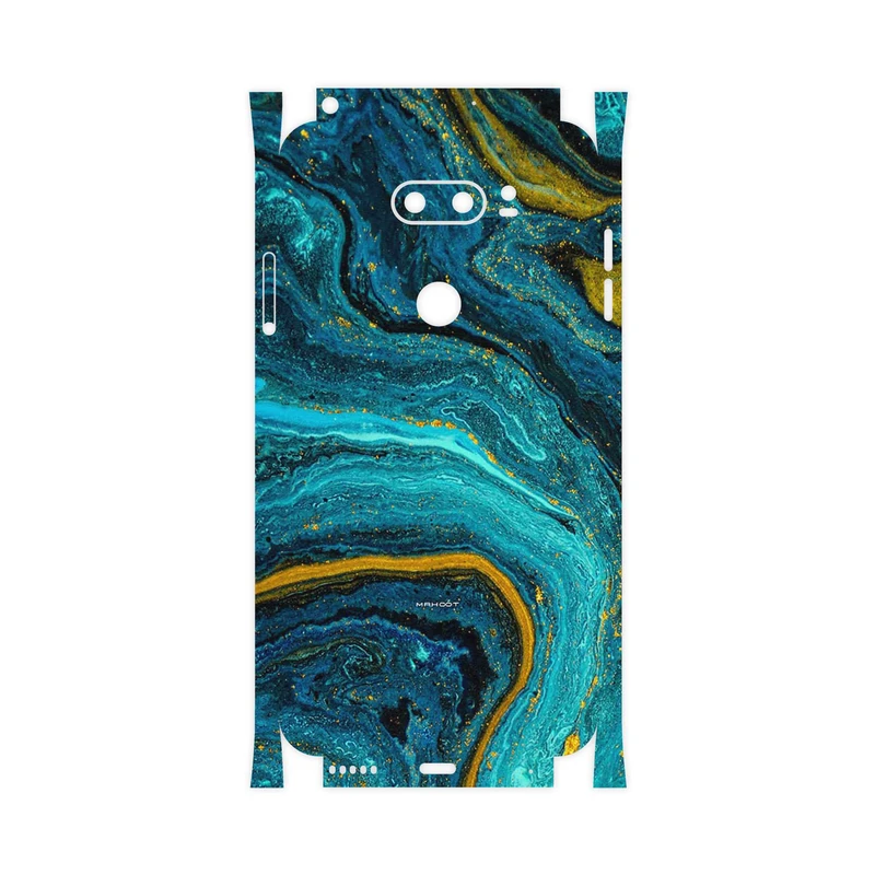 برچسب پوششی ماهوت مدل Turquoise marblewith golden streaks-FullSkin مناسب برای گوشی موبایل ال جی V30