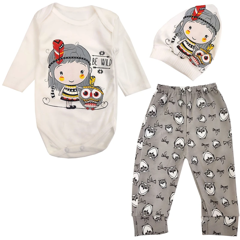 ست 3 تکه لباس نوزادی مدل دخترک سرخپوست کد 3734